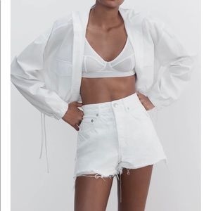 Zara frayed high rise denim shorts